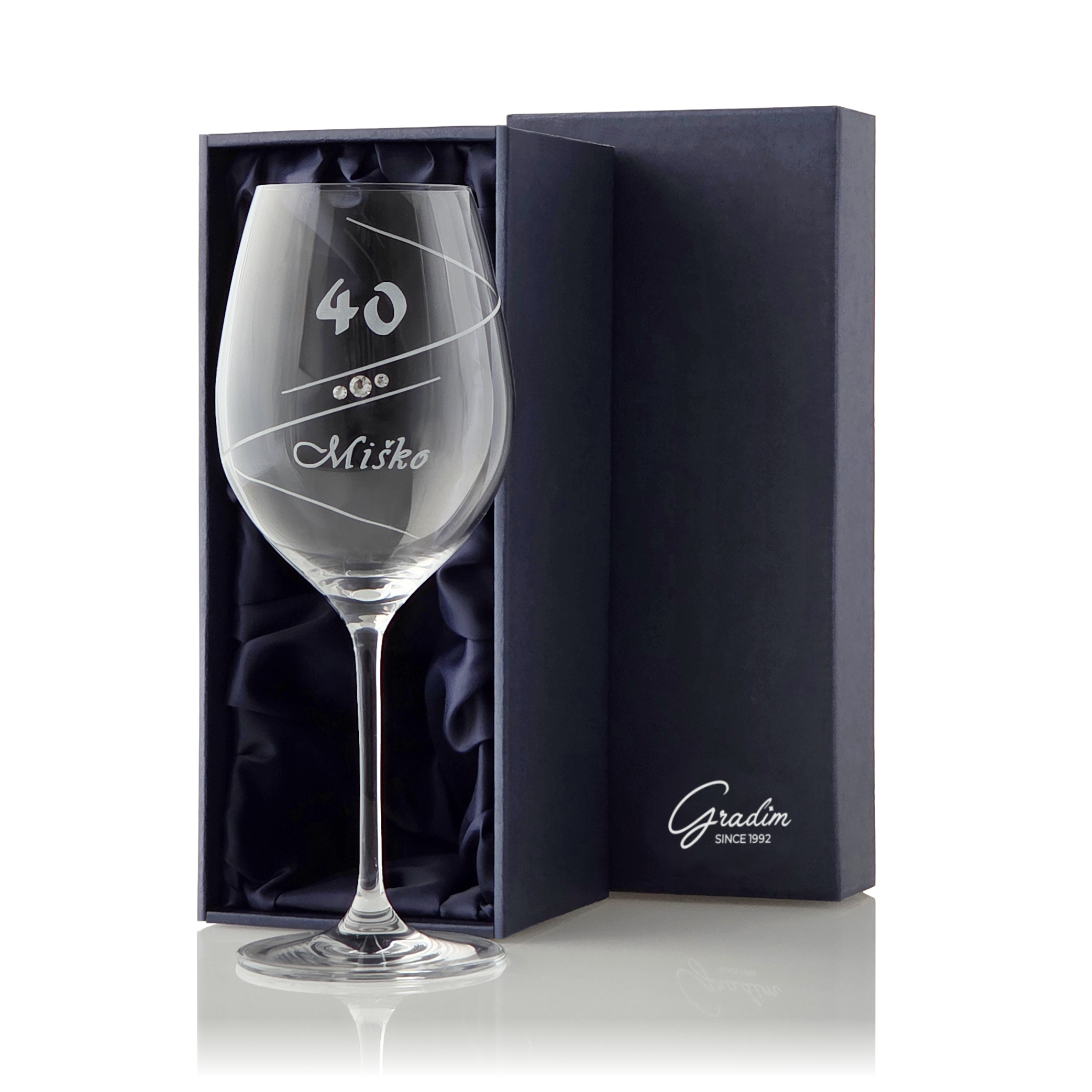 Výročná čaša 470 ml s menom, Spiral Gradim crystals