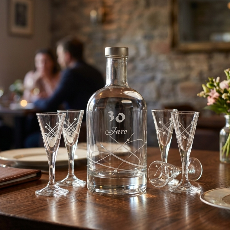 Výročný likér set fľaša 0,7 l + 6 ks kalich 30 ml, Lines Gradim crystals – Obrázok 3